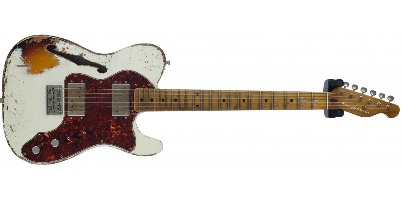 Kauffmann '56 T Thinline Olympic White Over 3 Tone Sunburst Heavy Relic