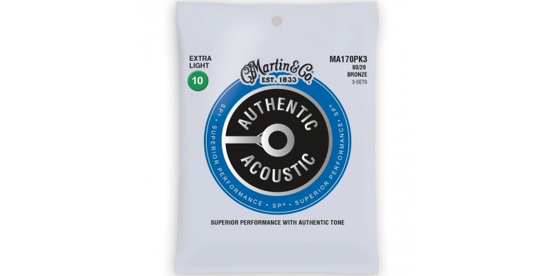 Martin MA170PK3 Authentic Acoustic SP 80/20 Bronze Extra Light 3-Pack