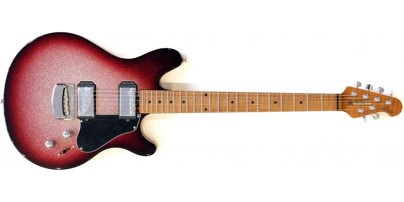 Music Man James Valentine Maroon Burst Sparkle Front