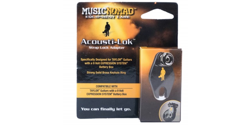 MusicNomad Acousti-Lok strap lock for Taylor with Expression System 9V battery Packaging