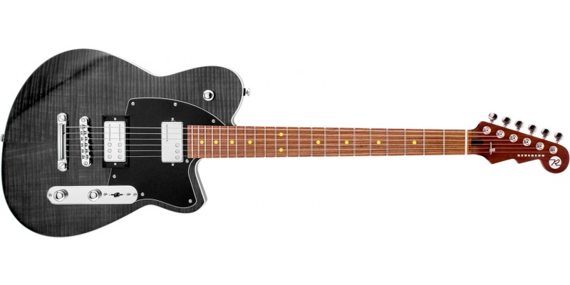 Reverend Charger RA Transparent Black Flame Maple, Dark Roasted Maple Front