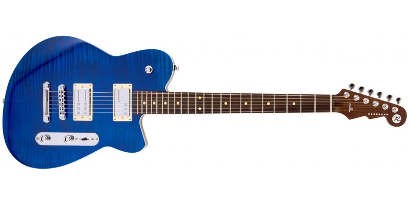 Reverend Charger RA Transparent Blue Flame Maple Front