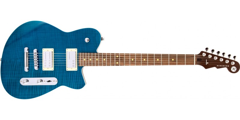 Reverend Charger RA Transparent Turquoise Flame Maple Front