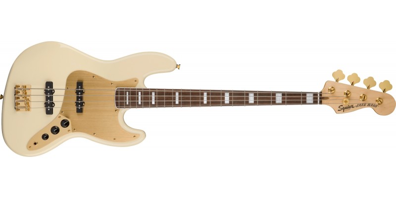 Squier 40th Anniversary Jazz Bass Gold Edition Olympic White Front