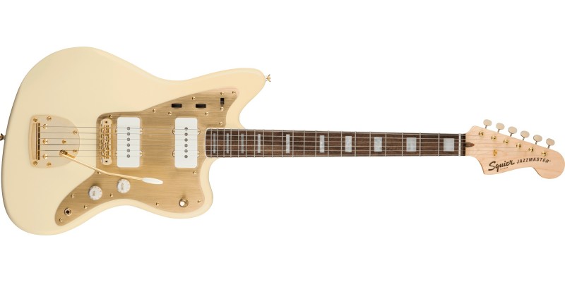 Squier 40th Anniversary Jazzmaster Gold Edition Olympic White Front