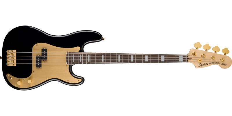 Squier 40th Anniversary Precision Bass Gold Edition Black Front