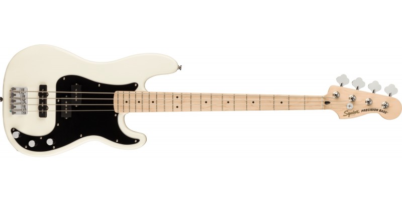 Squier Affinity Series Precision Bass PJ Maple Fingerboard Black Pickguard Olympic White Front
