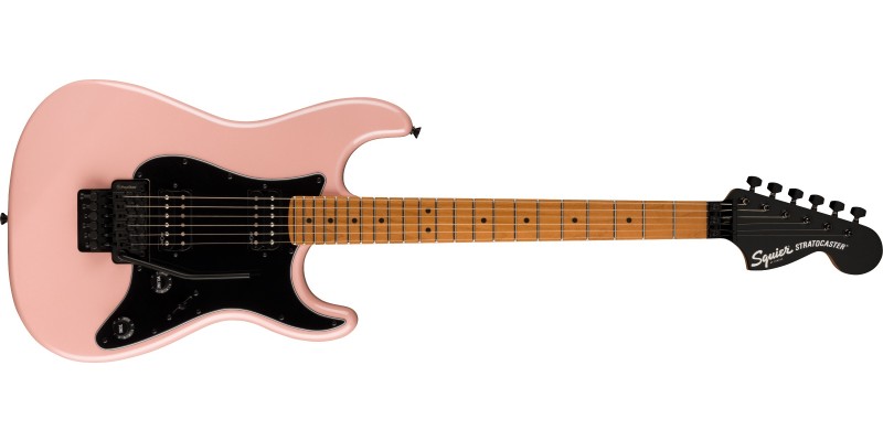 Squier Contemporary Stratocaster HH FR Roasted Maple Fingerboard Black Pickguard Shell Pink Pearl Front