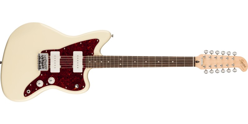 Squier Paranormal Jazzmaster XII Tortoiseshell Pickguard Olympic White Front