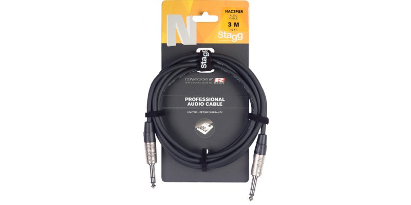 Stagg NAC3PSR 3m/10ft Stereo-Stereo TRS Audio Cable Packaging