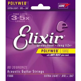 Elixir Acoustic 80/20 Bronze with POLYWEB Coating 10-47