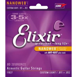 Elixir Acoustic 80/20 Bronze with NANOWEB Coating 11-52