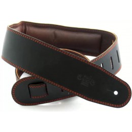 DSL GEG25-15-2 Leather 2.5 Inch Guitar Strap Black, Brown Backing