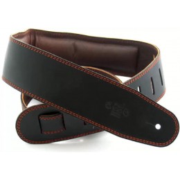DSL GEG25-15-2 Leather 2.5 Inch Guitar Strap Black, Brown Backing