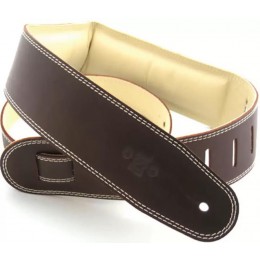DSL GEG25-17-3 Leather 2.5 Inch Brown with Beige Backing Guitar Strap