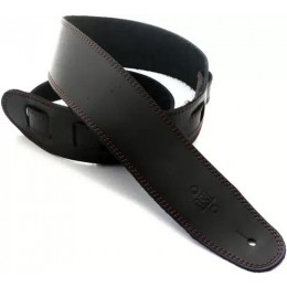 DSL SGE25-15-2 Leather 2.5 Inch Black with Brown Stitching Guitar Strap