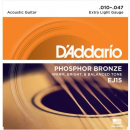 D'Addario EJ15 Phosphor Bronze Extra Light Acoustic Guitar Strings 10-47