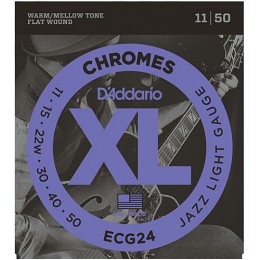 D'Addario ECG24 Chromes Flatwound Guitar Strings Jazz Light 11-50
