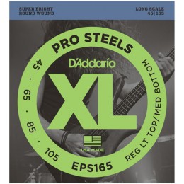 D'Addario EPS165 ProSteels Bass, Custom Light, 45-105, Long Scale Strings