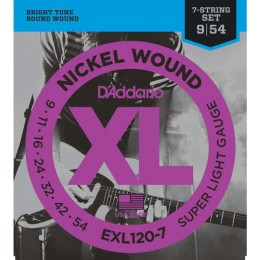 D'Addario EXL120-7 Nickel Wound, 7-String, Super Light, 9-54