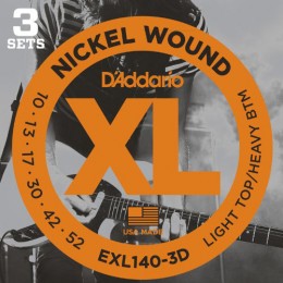 D'Addario EXL140-3D Nickel Wound 10-52 3 Pack