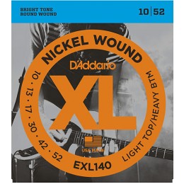 D'Addario EXL140 Nickel Wound, Light Top/Heavy Bottom, 10-52