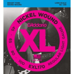 D'Addario EXL170 Nickel Wound Bass, Light, 45-100, Long Scale