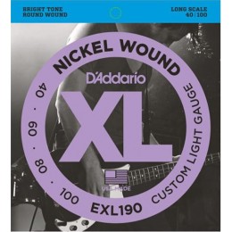 D'Addario EXL190 Nickel Wound Bass, Custom Light, 40-100, Long Scale