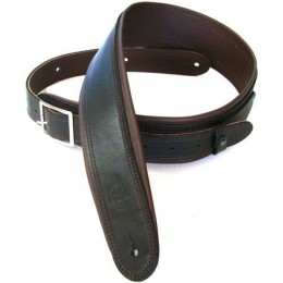 DSL GEB25-15-2 Rolled Edge Buckle Guitar Strap Black/Brown