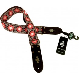 DSL JAC20 Flower Red Jacquard Guitar Strap