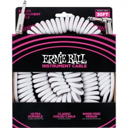 Ernie Ball Ultraflex 30 Foot Instrument Coil Cable White Front