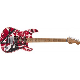 EVH Striped Series Frankie Electric Guitar Red White Black Relic Front