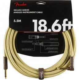 Fender Deluxe Series Instrument Cable Straight Angle 18.6 Foot Tweed Front