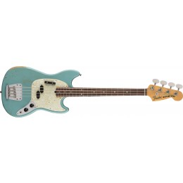 Fender JMJ Road Worn Mustang Bass Faded Daphne Blue Rosewood Front