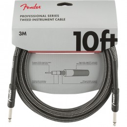 Fender Professional Series Instrument Cable 10 Foot Gray Tweed Front