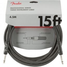 Fender Professional Series Instrument Cable 15 Foot Gray Tweed Front