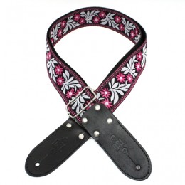 DSL JAC20 Flower Fuschia Jacquard Guitar Strap