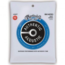 Martin MA140PK3 Authentic Acoustic SP 80/20 Bronze Light 3-Pack