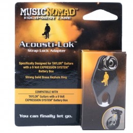MusicNomad Acousti-Lok strap lock for Taylor with Expression System 9V battery Packaging