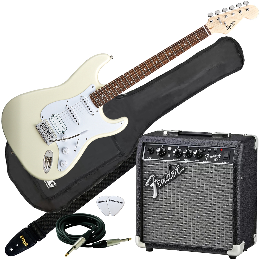 Squier Bullet Strat HSS Arctic White Fender 10G Pack Guitar
