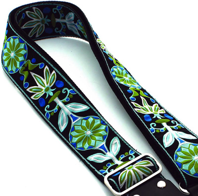 DSL JAC20 Fair Blue Jacquard Guitar Strap Close Up