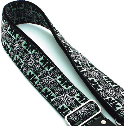 DSL JAC20 Fillmore White Jacquard Guitar Strap Close Up