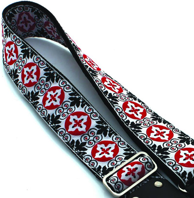 DSL JAC20 Nordic Red Jacquard Guitar Strap Close Up