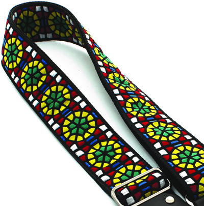 DSL JAC20-SG Stained Glass Green Jacquard Guitar Strap Close Up